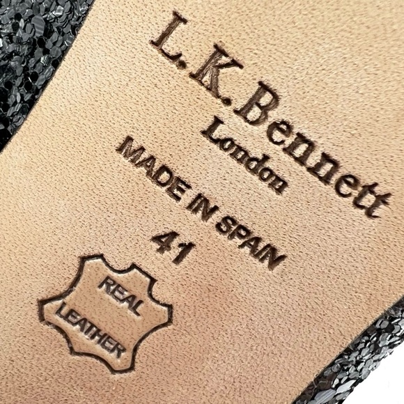 LK Bennett Monica Mary Jane Glitter Heels Size 41 / 11 Antracite (Gunmetal) EUC - Picture 10 of 12